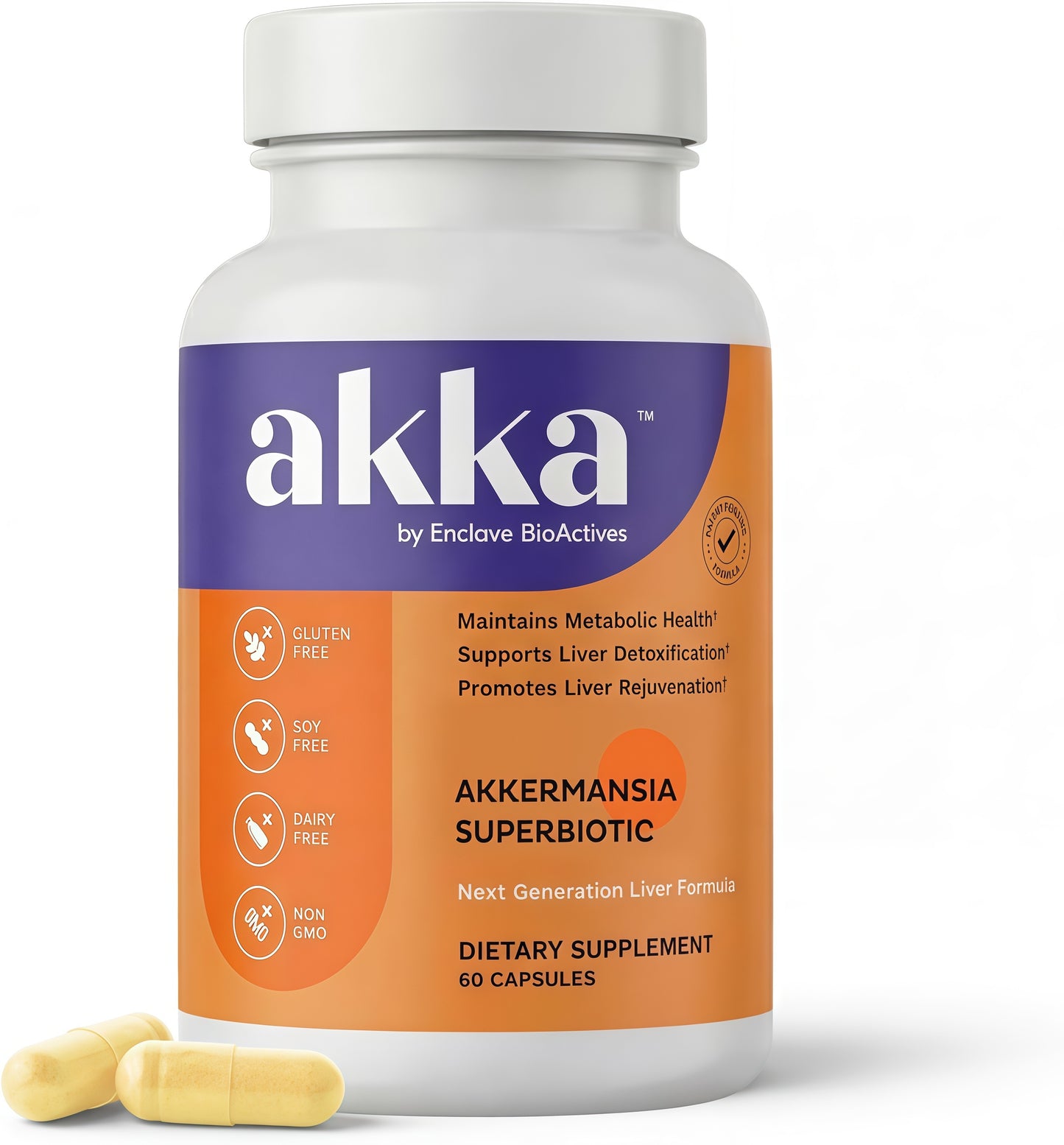 AKKA Akkermansia Probiotic, Liver Cleanse, Detox & Repair, Non-GMO, 60 Caps | Liver health support for energy, digestion & metabolism with akkermansia muciniphila. Gluten-free.
